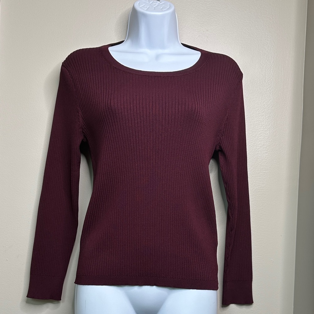 J. Crew Burgundy Ribbed Knit Viscose Sweater Size Small NWT
